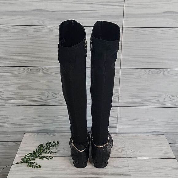Isacc Mitzrah Imtory Black Knee-High Leather Boots Womens Size 7 - Picture 10 of 15